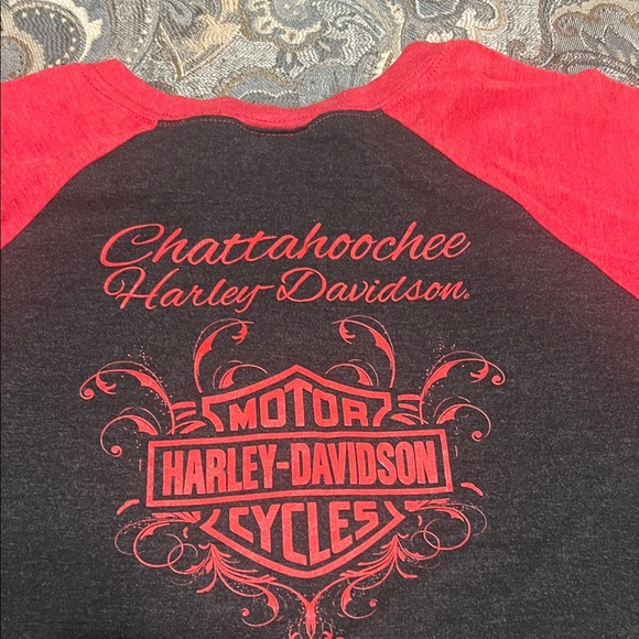 Harley-Davidson Red and Gray Raglan Tee - Picture 1 of 2